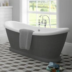 Chatsworth Dark Grey 1770 Double Ended Slipper Roll Top Bath
