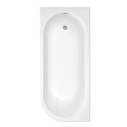 Trojan J-Shaped 1700x750 Single Ended Bath + Curved Panel -Bathroom Baths Shop J17X75L D2 460