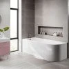 Trojan J-Shaped 1700x750 Single Ended Bath + Curved Panel -Bathroom Baths Shop J17X75L P