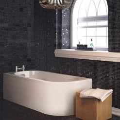 J-Shaped 1700mm Single Ended Bath + Curved Panel -Bathroom Baths Shop JBTH detail 460