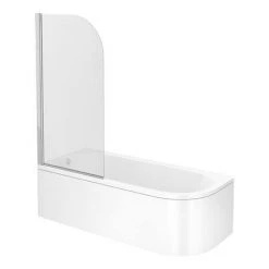 J-Shaped Shower Bath (1700mm with Screen + Curved Panel) -Bathroom Baths Shop JSSB d4 460