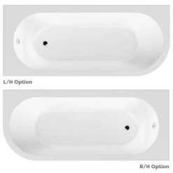 J-Shaped Shower Bath (1700mm with Screen + Curved Panel) -Bathroom Baths Shop JSSB n d1 460