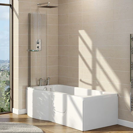 Milton Walk In 1675mm P Shaped Bath inc. Screen + Front Panel 3 Milton Walk In 1675mm P Shaped Bath inc. Screen + Front Panel