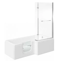 Milton Luxury Walk In 1700mm L Shaped Bath inc. Screen, Front + End Panels -Bathroom Baths Shop M009 d2 460