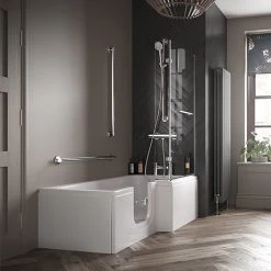 Milton Luxury Walk In 1700mm L Shaped Bath inc. Screen, Front + End Panels