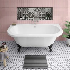 Admiral 1685 Back To Wall Roll Top Bath + Matt Black Leg Set