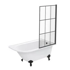 Appleby 1550 Roll Top Shower Bath with Matt Black Grid Screen + Leg Set -Bathroom Baths Shop MBAP15BS n d1 460