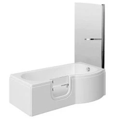 Milton Luxury Walk In 1675mm P Shaped Bath inc. Screen, Front + End Panels -Bathroom Baths Shop MPB d2 460