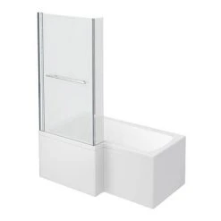 Milan Shower Bath - 1500mm L Shaped inc. Screen with Rail + Panel