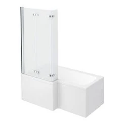 Milan Shower Bath - 1500mm L Shaped with Double Hinged Screen + Panel