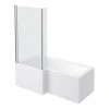 Milan L-Shaped Shower Bath 1600mm (inc. Hinged Screen + Acrylic Panel) -Bathroom Baths Shop Milan Shower Bath 1600mm L Shaped with Screen Panel p