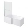 Milan Shower Bath - 1700mm L Shaped inc. Screen with Rail + Panel -Bathroom Baths Shop Milan Shower Bath 1700mm L Shaped Inc Screen with Rail and Panel p 1