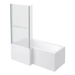 Milan Shower Bath - 1700mm L Shaped inc. Screen with Rail + Panel