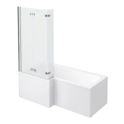 Milan Square Shower Bath - 1700mm inc. Double Hinged Screen + MDF Panel -Bathroom Baths Shop Milan Shower Bath 1700mm L Shaped with Double Hinged Screen MDF Panel detail4 460