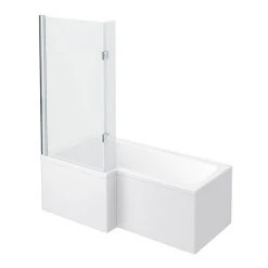 Milan Shower Bath - 1700mm L Shaped with Hinged Screen + Panel