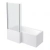 Milan Shower Bath - 1700mm L Shaped with Screen + Panel -Bathroom Baths Shop Milan Shower Bath 1700mm L Shaped with Screen Panel n p
