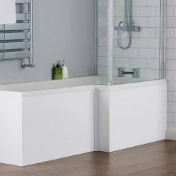 Toreno 1700 White Offset MDF Front Bath Panel - NMP135 -Bathroom Baths Shop Modena White Offset MDF Front Bath Panel NMP135 d1 460