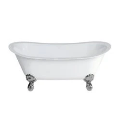 Clearwater Battello 1690 x 800mm ClearStone Gloss White Bath + Classic Chrome Feet -Bathroom Baths Shop N10 L3C n detail2 460