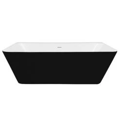 Orion Matt Black Back To Wall Modern Square Bath (1700 x 740mm) -Bathroom Baths Shop ORI17BLK NW D2 460