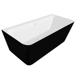 Orion Matt Black Back To Wall Modern Square Bath (1700 x 740mm) -Bathroom Baths Shop ORI17BLK NW D4 460