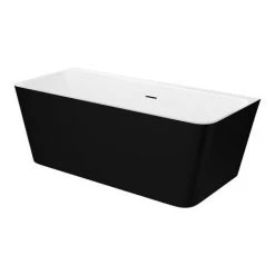 Orion Matt Black Back To Wall Modern Square Bath (1700 x 740mm) -Bathroom Baths Shop ORI17BLK NW D5 460