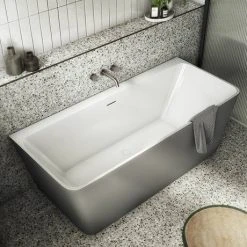 Orion Matt Grey Back To Wall Modern Square Bath (1700 x 740mm) 9 Orion Matt Grey Back To Wall Modern Square Bath (1700 x 740mm) -Bathroom Baths Shop ORI17GRY NW D1 460