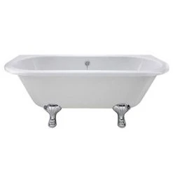 Old London Kenton 1690 x 745 'D' Shaped Back To Wall Bath + Chrome Leg Set -Bathroom Baths Shop Old London Kenton bath d6 460