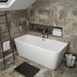 Orion Back To Wall Modern Square Bath (1700 x 735mm)