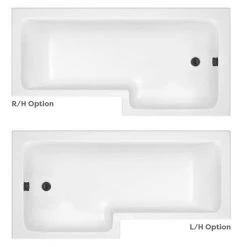 Venice Shower Bath - 1700 L Shaped w. Matt Black Abstract Grid Screen + Satin Blue Panel -Bathroom Baths Shop VAGL17B d1 460