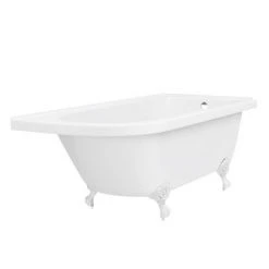 Appleby 1700 Roll Top Shower Bath with Brushed Brass Screen + White Leg Set -Bathroom Baths Shop WHBA17BS d5 460